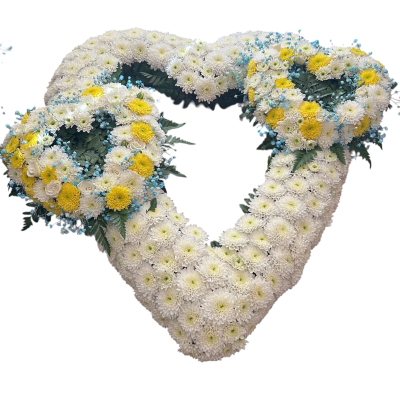Angel Heart - Handcrafted Heart Floral arrangement of premium flowers. Soft elegant colour palette, custom colours avaialble. 
Suitable for Funerals and memorial services.
Includes a personalised message card.