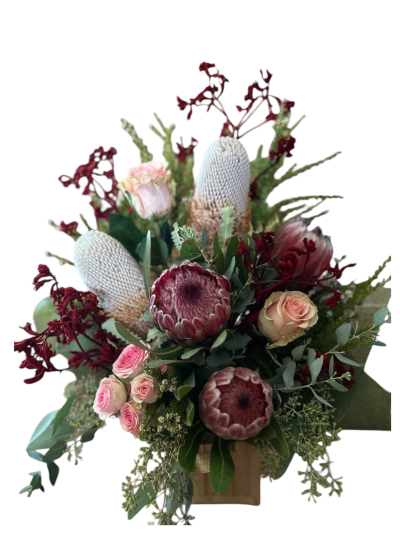 Native Bloom Box - Celebrate the natural beauty of Australia with our stunning  Native Bloom Box.
Thoughtfully arranged with a selection of native flowers, this design captures the rich textures, earthy tones and unique character of Australian landscapes.

Flowers are subject to seasonal availability.
